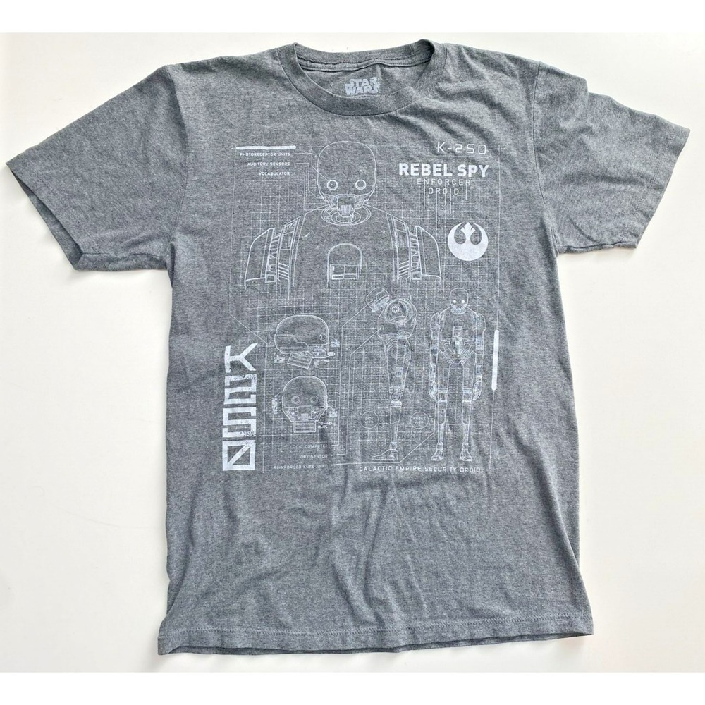 Fifth Sun Star Wars T-Shirt Mens Small Gray Good K-2SO Rebel Spy Droid Graphic
